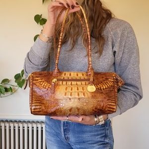 Vintage Brahmin crocodile handbag / vintage crocodile large bag